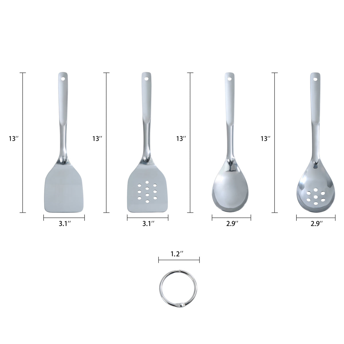Mainstays Stainless Steel 4-Piece Utensil Set: Includes Spatula, Slotted Spatula, Spoon, and Slotted Spoon - Image 5